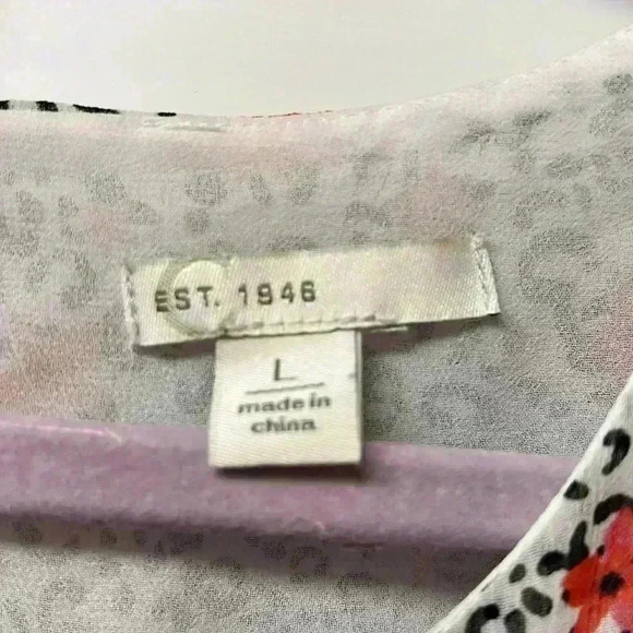 Cato Leopard Print Floral Ruffle Top Size Large - Picture 2 of 3